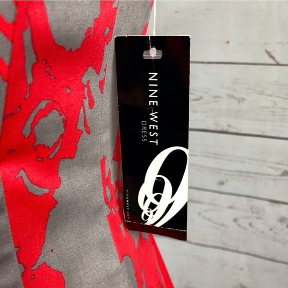 Nine West Midi Gray & Red Sleeveless Dress 4 NWT - Picture 6 of 8